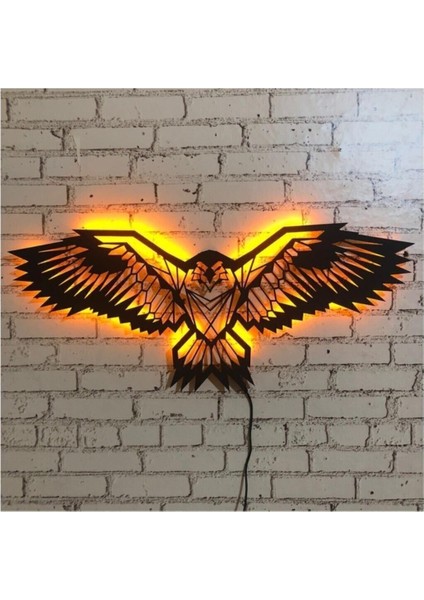 Ahşap LED Işıklı Kartal Duvar Dekoru, Şık ve Modern Tasarım
