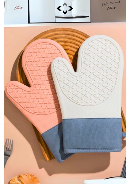 Yeşil %100 Silikon Fırın Eldiveni, Isıya Dayanıklı ve Yapışmaz Mutfak Eldiveni indirimleri