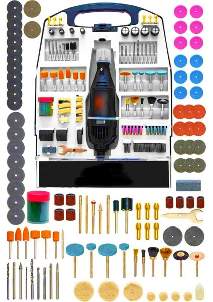 300 Parça 2600 Watt Gravür Oyma Makinesi Dremel Taşlama Zımpara Kesme Seti Kalıpçı
