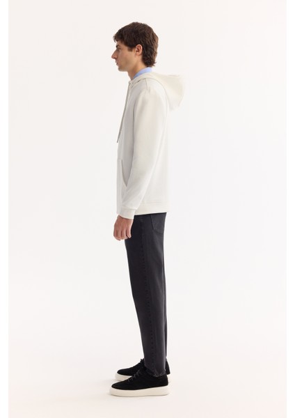 Erkek Ekru Kapüşonlu Pamuklu Bi-Stretch Regular Fit Sweatshirt A52Y1201 modelleri