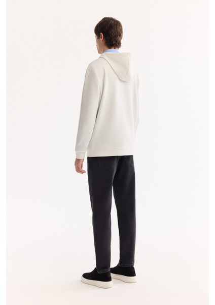Erkek Ekru Kapüşonlu Pamuklu Bi-Stretch Regular Fit Sweatshirt A52Y1201 fırsatları