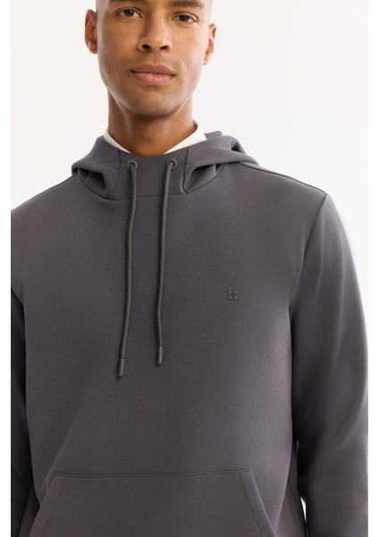 Erkek Antrasit Kapüşonlu Pamuklu Bi-Stretch Regular Fit Sweatshirt A52Y1201 fiyatları
