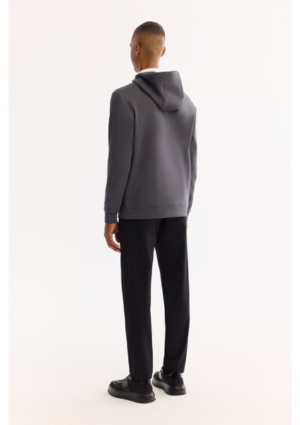 Erkek Antrasit Kapüşonlu Pamuklu Bi-Stretch Regular Fit Sweatshirt A52Y1201 fırsatları