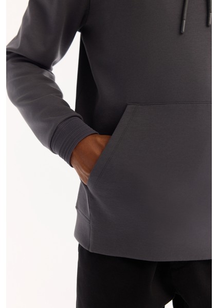 Erkek Antrasit Kapüşonlu Pamuklu Bi-Stretch Regular Fit Sweatshirt A52Y1201 indirimleri
