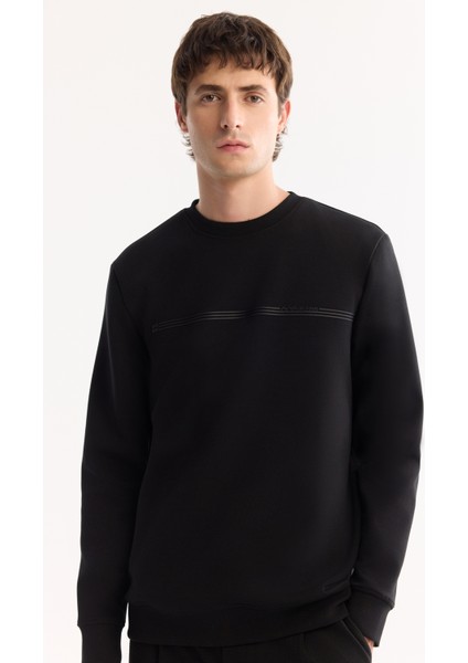 Erkek Siyah Pamuklu Baskılı İnterlok Regular Fit Sweatshirt A52Y1325 fiyatları