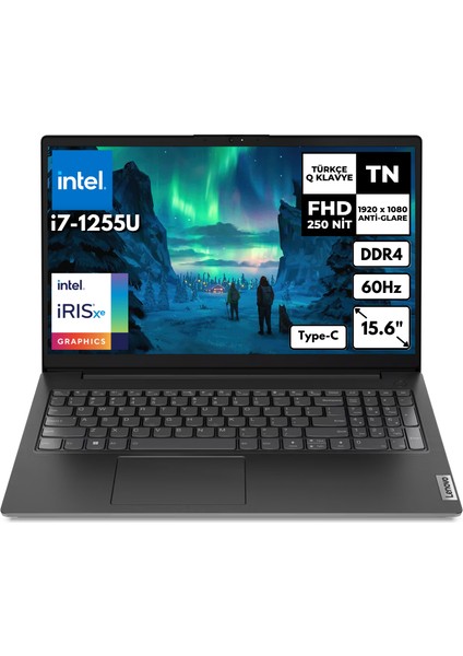 V15 G3 I7-1255U 40 GB 512 Gbssd Intel Iris Xe Graphics 15.6" Fhd Freedos Taşınabilir Bilgisayar 82TT00C6TXFR12
