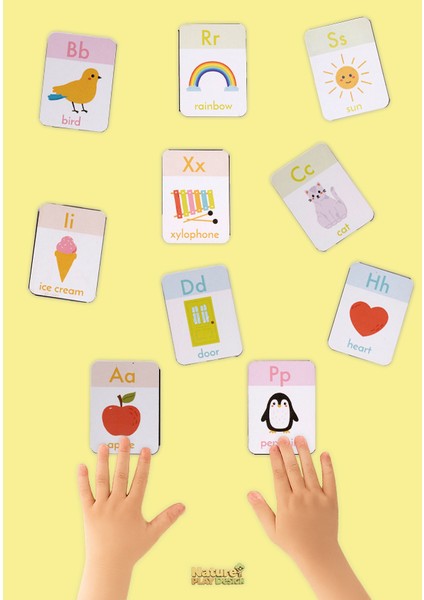 Ingilizce Alfabe ve Nesne Eşleştirme Kartları Eğitici Ahşap Ingilizce Alfabe Kartları modelleri