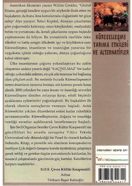 Küreselleşme Tarıma Etkileri ve Alternatifler - Türksen Başer Kafaoğlu (1.baskı) fiyatları