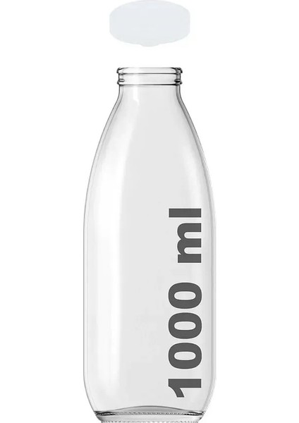 4 Adet Beyaz Plastik Kapaklı Cam Şişe 1 Litre Şeffaf Sürahi Süt, Ayran, Su, Limonata Meşrubat Şişesi modelleri