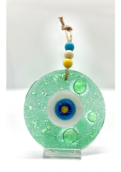 El Yapımı Yeşil Nazar Boncuğu Balkon Süsü 16 Cm, Duvar Dekorasyonu modelleri