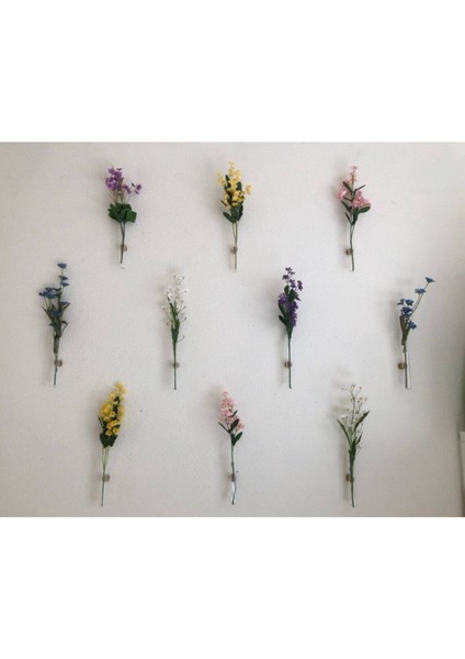 Turuncu Ahşap 10'lu Cam Tüp Duvar Çiçekliği Seti (Çiçekler Dahil Değildir)