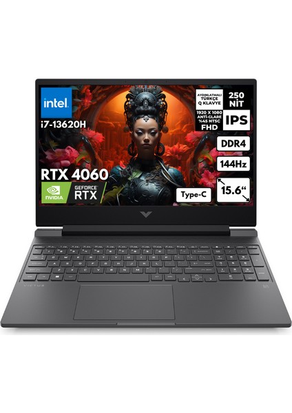 Victus 15-FA1085NT I7-13620H 64 GB 2 Tbssd RTX4060 (8gb) 144Hz 15.6" Fhd Windows 10 Pro Gaming Taşınabilir Bilgisayar B10FNEAFR69