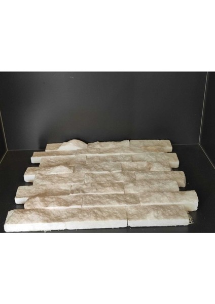 Beyaz ve Bej Patlatma Mermer Duvar Kaplama Taşı 5X10 Cm, Simli, Fileli fiyatları