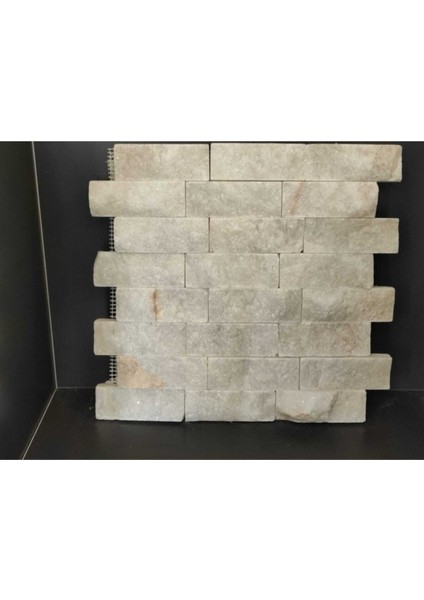 Beyaz ve Bej Patlatma Mermer Duvar Kaplama Taşı 5X10 Cm, Simli, Fileli modelleri
