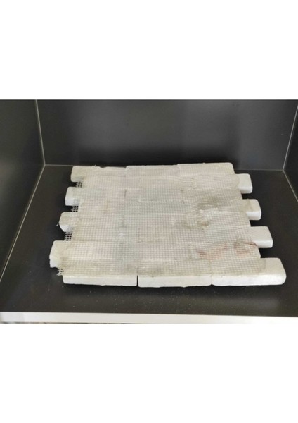Beyaz ve Bej Patlatma Mermer Duvar Kaplama Taşı 5X10 Cm, Simli, Fileli