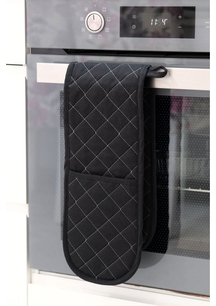 Isıya Dayanıklı Kumaş Fırın Tutacağı, Silikon Olmayan, Şık ve Kullanışlı Siyah Model