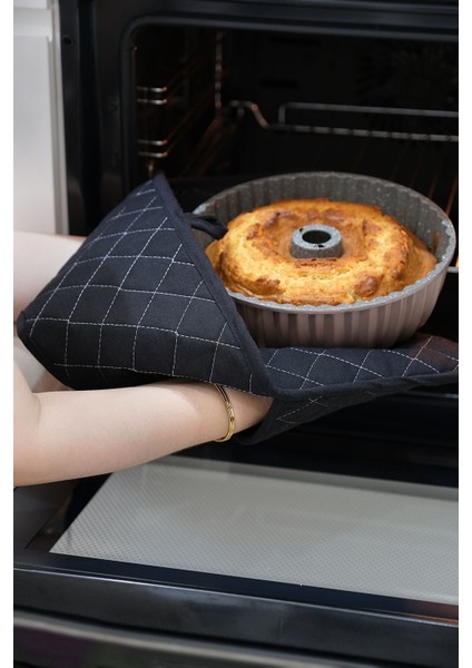 Isıya Dayanıklı Kumaş Fırın Tutacağı, Silikon Olmayan, Şık ve Kullanışlı Siyah Model modelleri