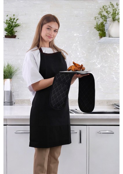 Isıya Dayanıklı Kumaş Fırın Tutacağı, Silikon Olmayan, Şık ve Kullanışlı Siyah Model indirimleri