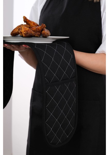 Isıya Dayanıklı Kumaş Fırın Tutacağı, Silikon Olmayan, Şık ve Kullanışlı Siyah Model