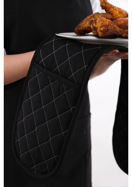 Isıya Dayanıklı Kumaş Fırın Tutacağı, Silikon Olmayan, Şık ve Kullanışlı Siyah Model