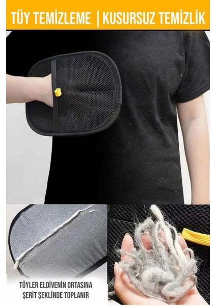 Statik Tüy Toplama Eldiveni | Kedi Köpek Tüyü Temizleyici Eldiven | Leke Bırakmaz Kolay Temizlik