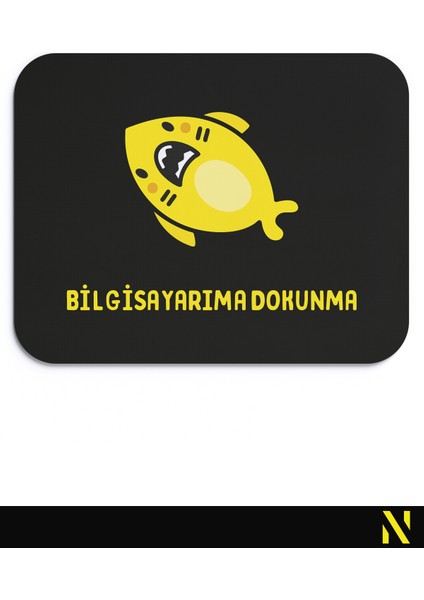 Sevimli Köpek Balığı Siyah Sarı Renkli Ergonomik Mouse Pad - 23 cm x 19 cm - Kaydırmaz Taban Ev ve Ofis Kullanımı Fare Altlığı Mousepad