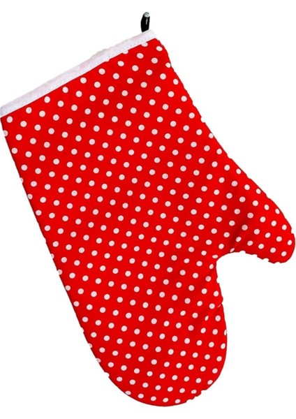 3'lü Mutfak Seti: Su Isı Geçirmez Önlük, Eldiven ve Tutacak, Kırmızı