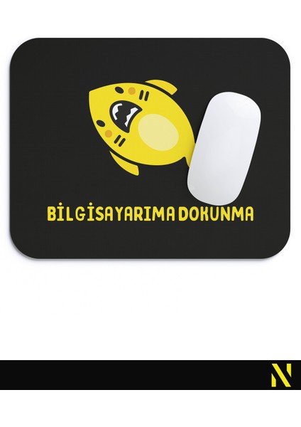 Sevimli Köpek Balığı Siyah Sarı Renkli Ergonomik Mouse Pad - 23 cm x 19 cm - Kaydırmaz Taban Ev ve Ofis Kullanımı Fare Altlığı Mousepad fırsatları