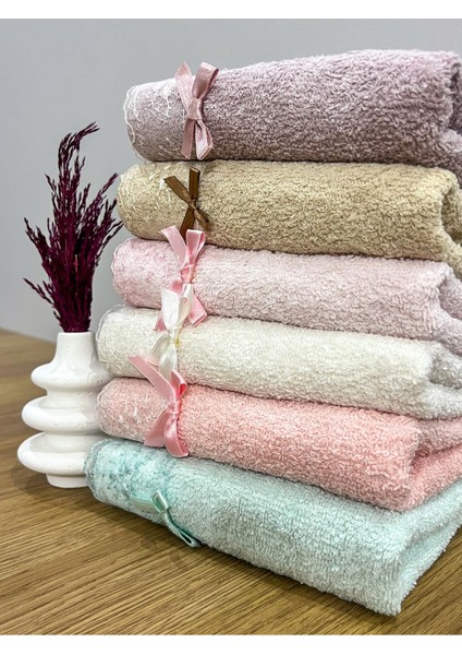 6'lı Renkli Güpürlü Pamuklu Fiyonklu Mutfak Havlusu 30X50