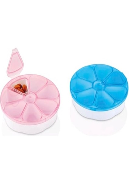 Renkli Yuvarlak Plastik Mavi-Pembe Haftalık Kutusu fiyatları