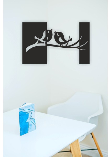 Siyah Ahşap Kuşlar Duvar Dekoru, Şık ve Doğal Dekoratif Tablo