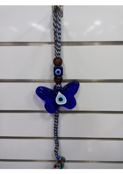 Mavi Kelebek Figürlü Ip Örgülü Cam Nazar Boncuğu Bahçe ve Balkon Süsü fiyatları