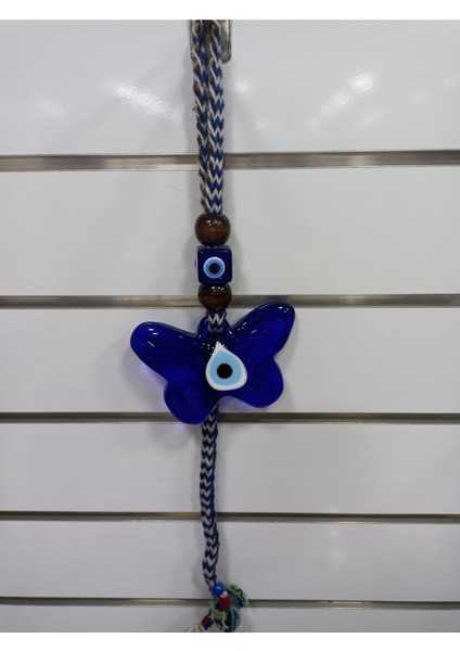 Mavi Kelebek Figürlü Ip Örgülü Cam Nazar Boncuğu Bahçe ve Balkon Süsü modelleri