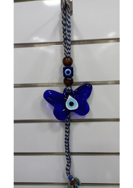 Mavi Kelebek Figürlü Ip Örgülü Cam Nazar Boncuğu Bahçe ve Balkon Süsü fırsatları