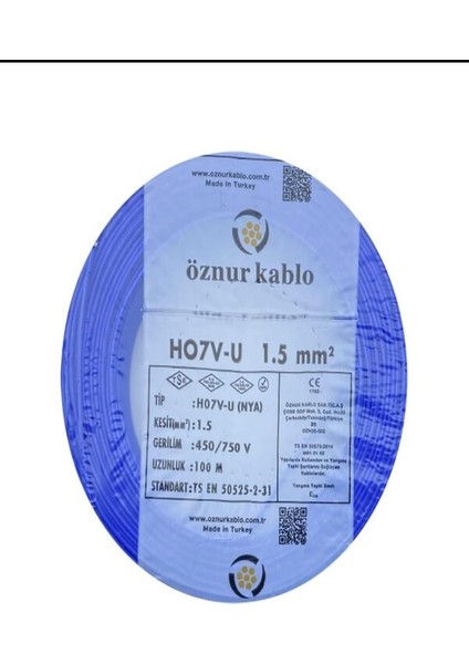 1.5mm Mavi Nya Bakır Kablo (100M Fiyatı)