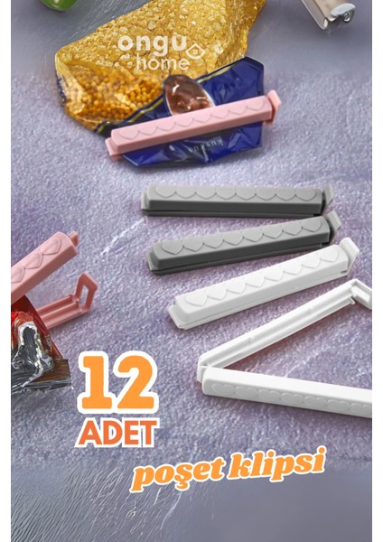 12 Adet Poşet Klipsi Poşet Mandalı Torba ve Poşet Kapama