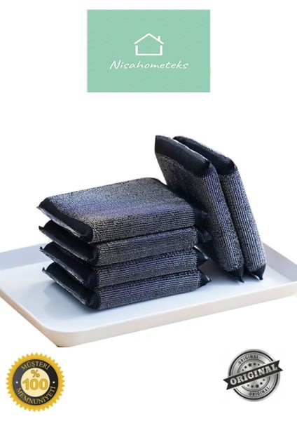 4'lü Paslanmaz Çelik Bulaşık Süngeri Seti, Siyah, Dayanıklı ve Pratik Kullanım