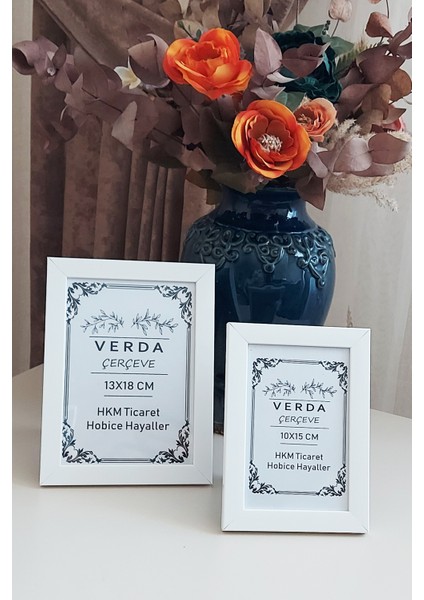 2 Li Çerçeve 10X15 cm ve 13X18 cm Fotoğraf Çerçevesi! Ahşap Ayaklı Pvc Camlı Dekoratif Çerçeve! Beyaz Renk! fiyatları