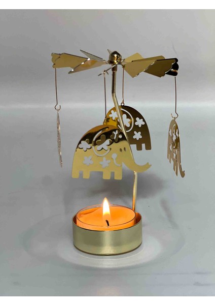 Yanınca Otomatik Dönen Yaratıcı Şamdan Mumluk Altın Renkli Özel Üretim Set Dekoratif Hediyelik Eşya fiyatları