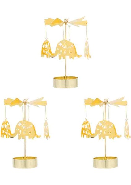 Yanınca Otomatik Dönen Yaratıcı Şamdan Mumluk Altın Renkli Özel Üretim Set Dekoratif Hediyelik Eşya indirimleri