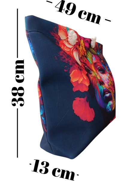 Kadın Plaj Çantası Fermuarlı Içi Astarlı Cepli Özel Resim Çizimli Yumuşak Halat Saplı fiyatları