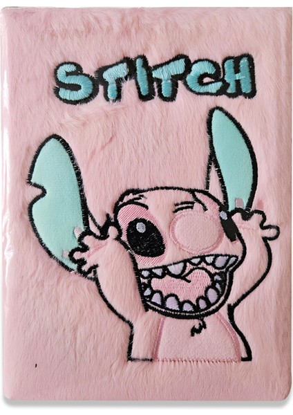 Disney Stitch 3D Pembe Peluş Kapaklı Defter – Çizgili A5 Notebook | Fancy Space