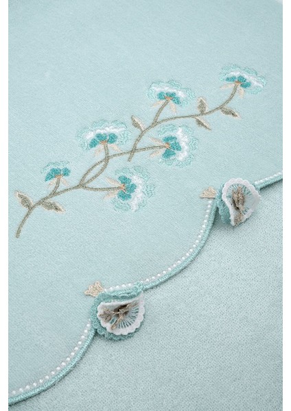 Kadife Nakışlı Çeyiz Havlusu, Mint, 30X50, Şık ve Zarif Tasarım fiyatları