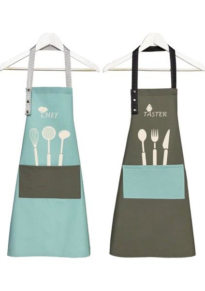 Yeşil Mutfak Önlüğü Seti 2'li, Leke Tutmaz, Su Itici, Solmaz, Baskılı, Şef, Çeyiz