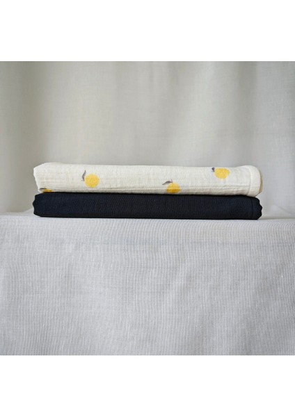 %100 Pamuk Müslin Kurulama Bezi Seti 2'li Antrasit ve Meyve Limon Desenli indirimleri
