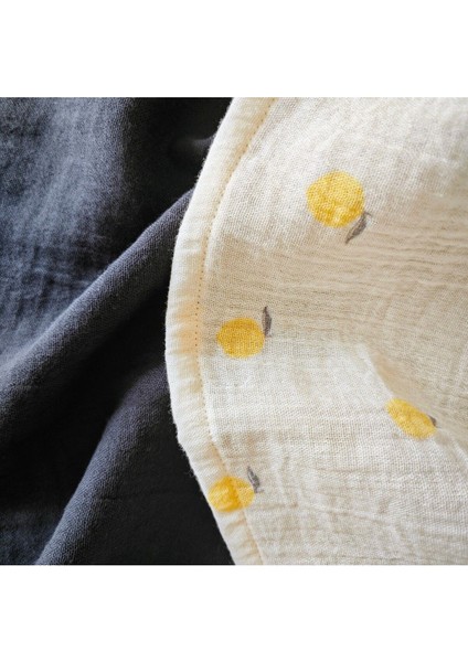 %100 Pamuk Müslin Kurulama Bezi Seti 2'li Antrasit ve Meyve Limon Desenli