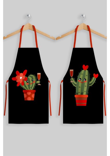 Kaktüs Desenli 2'li Mutfak Önlüğü Seti, Şık ve Kullanışlı Mutfak Aksesuarları
