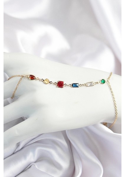 Pirinç Renkli Zirkon Taşlı Y Model Gold Renk Kadın Şahmeran