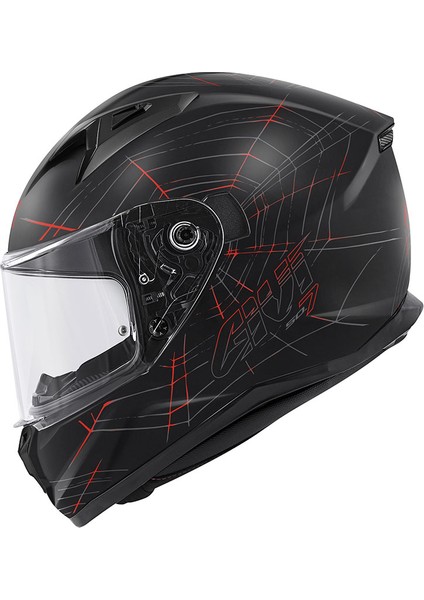 50.7 Phobıa Mat Siyah-Kırmızı Kapalı Motosiklet Kaskı