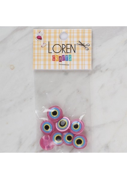 Loren Crafts Pembe 8 Li Nazar Boncuğu Düğme - 168